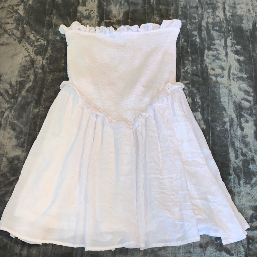 NWT Strapless White Ruffle  Y2K tube top Mini Dress